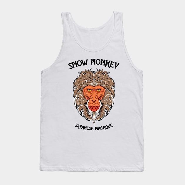 Snow Monkey Japanese Macaque Tank Top by Mako Design 